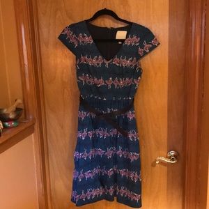 Modcloth Women’s Green Ballerina Print Dress Size M